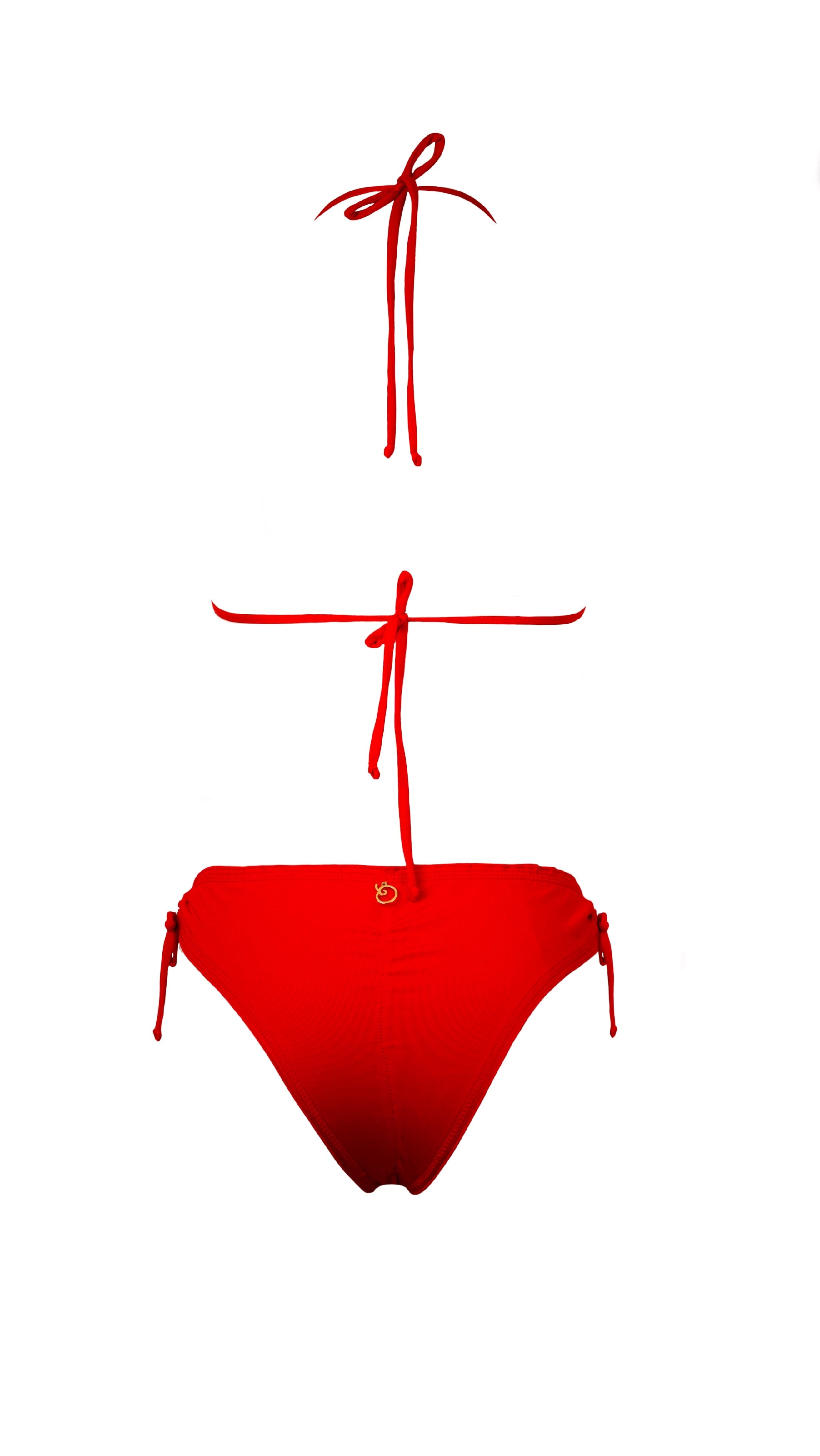 BIKINI BORDADO MANUAL ROJO -TRASERO
