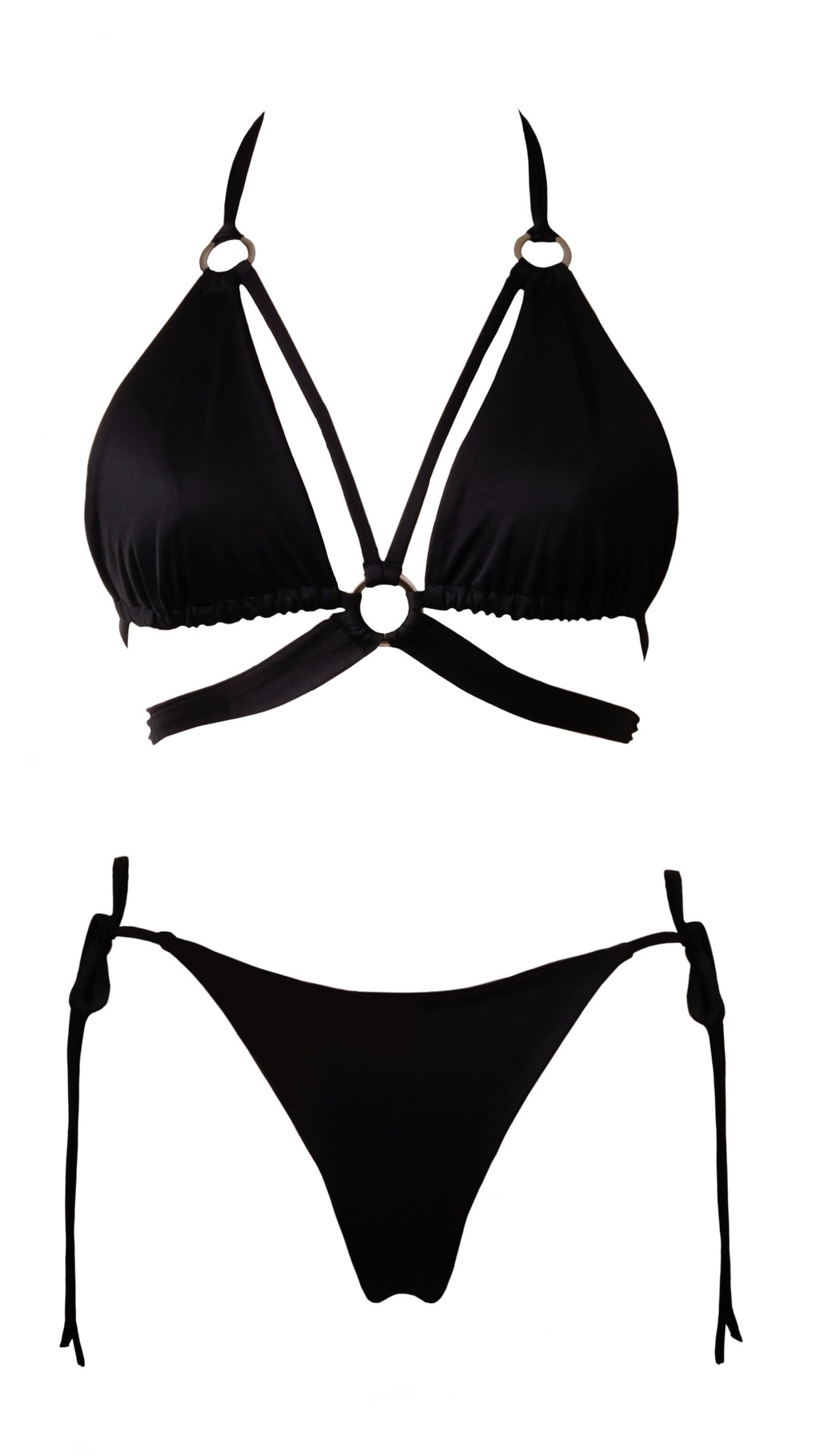 BIKINI DOS PIEZAS NEGRO BLOOM - FRONTAL