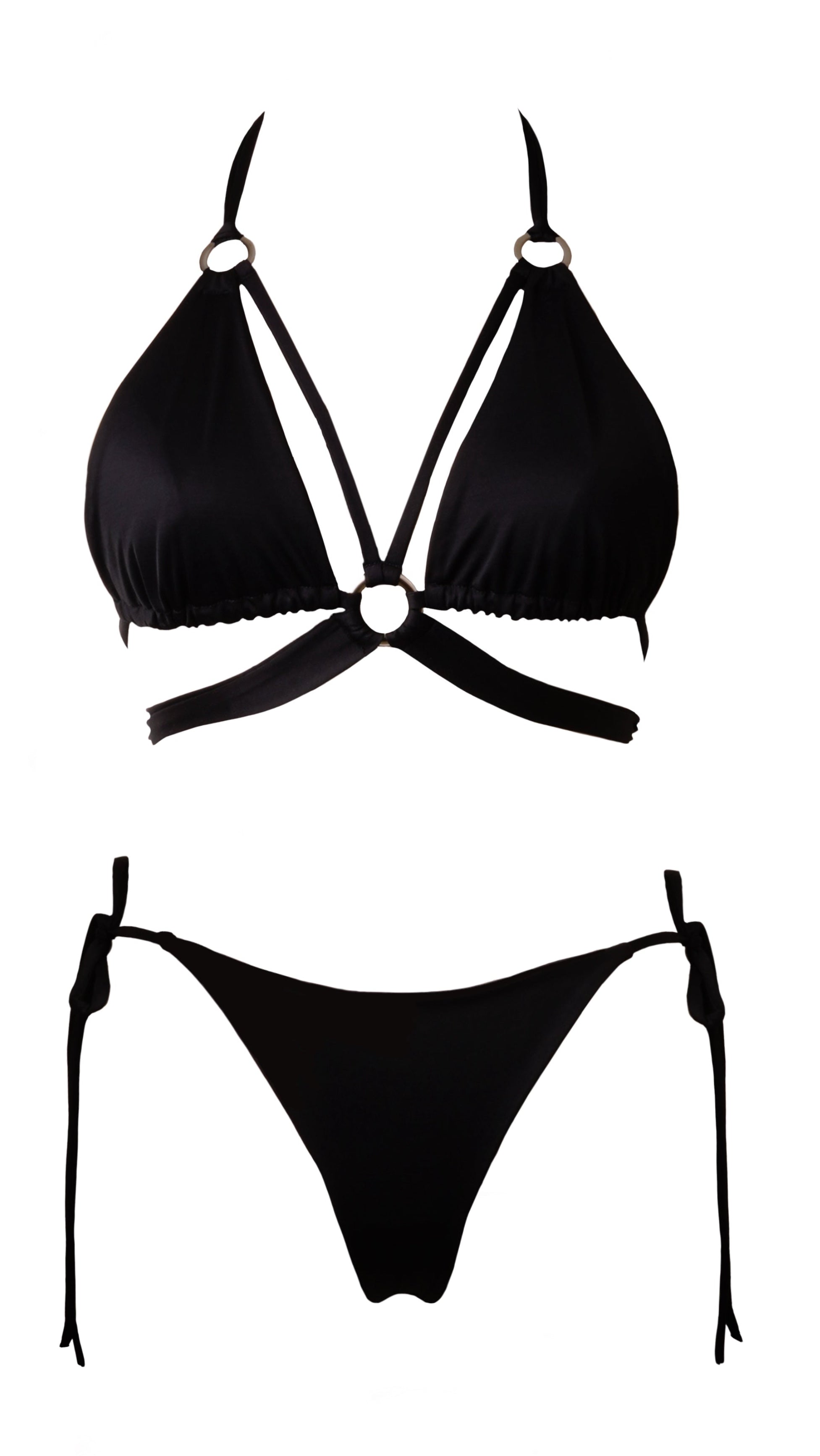 BIKINI DOS PIEZAS NEGRO BLOOM - FRONTAL