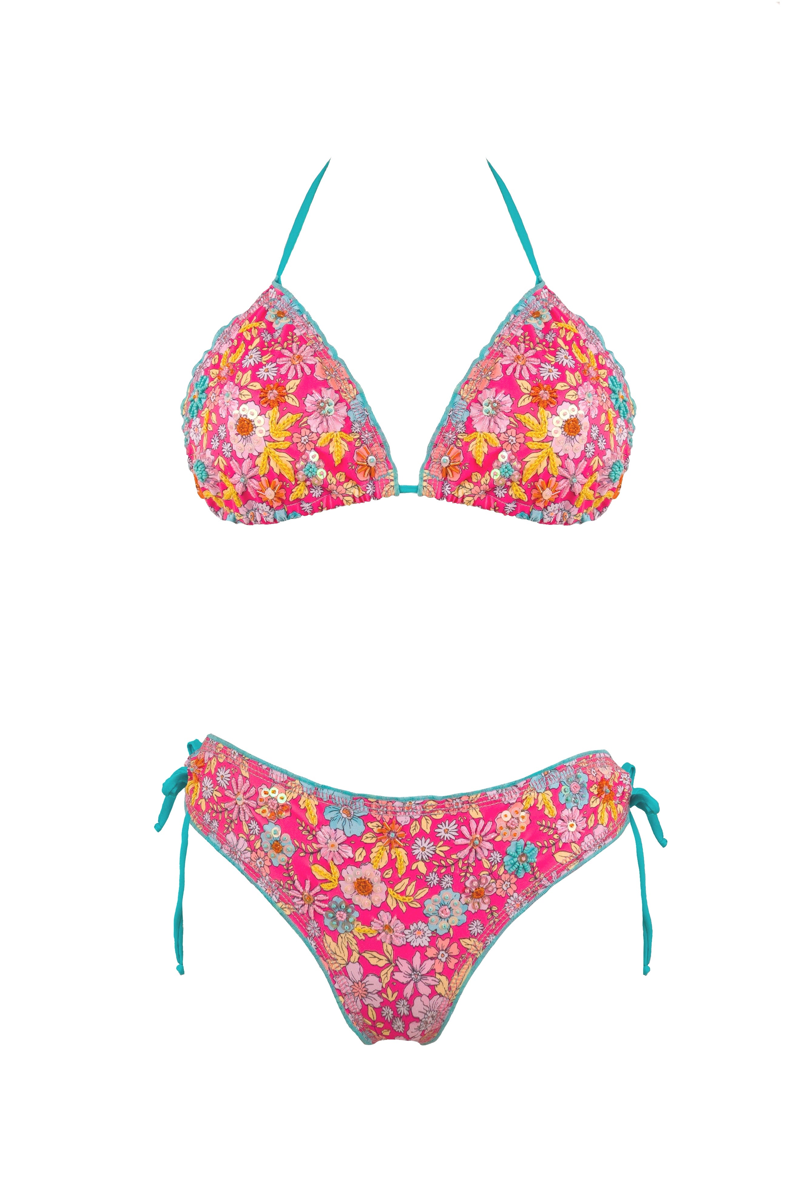 BIKINI ESPIREA ROSADO BORDADO - FRONTAL