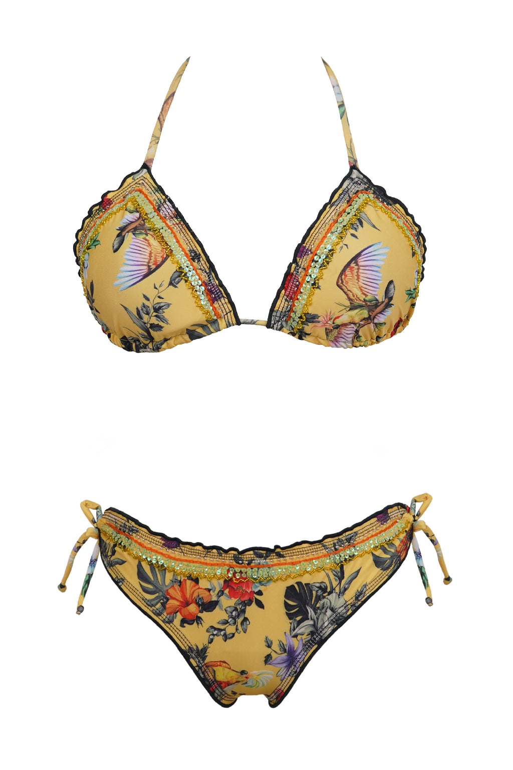 BIKINI GIRASOL DOS PIEZAS AMARILLO BORDADO - FRONTAL