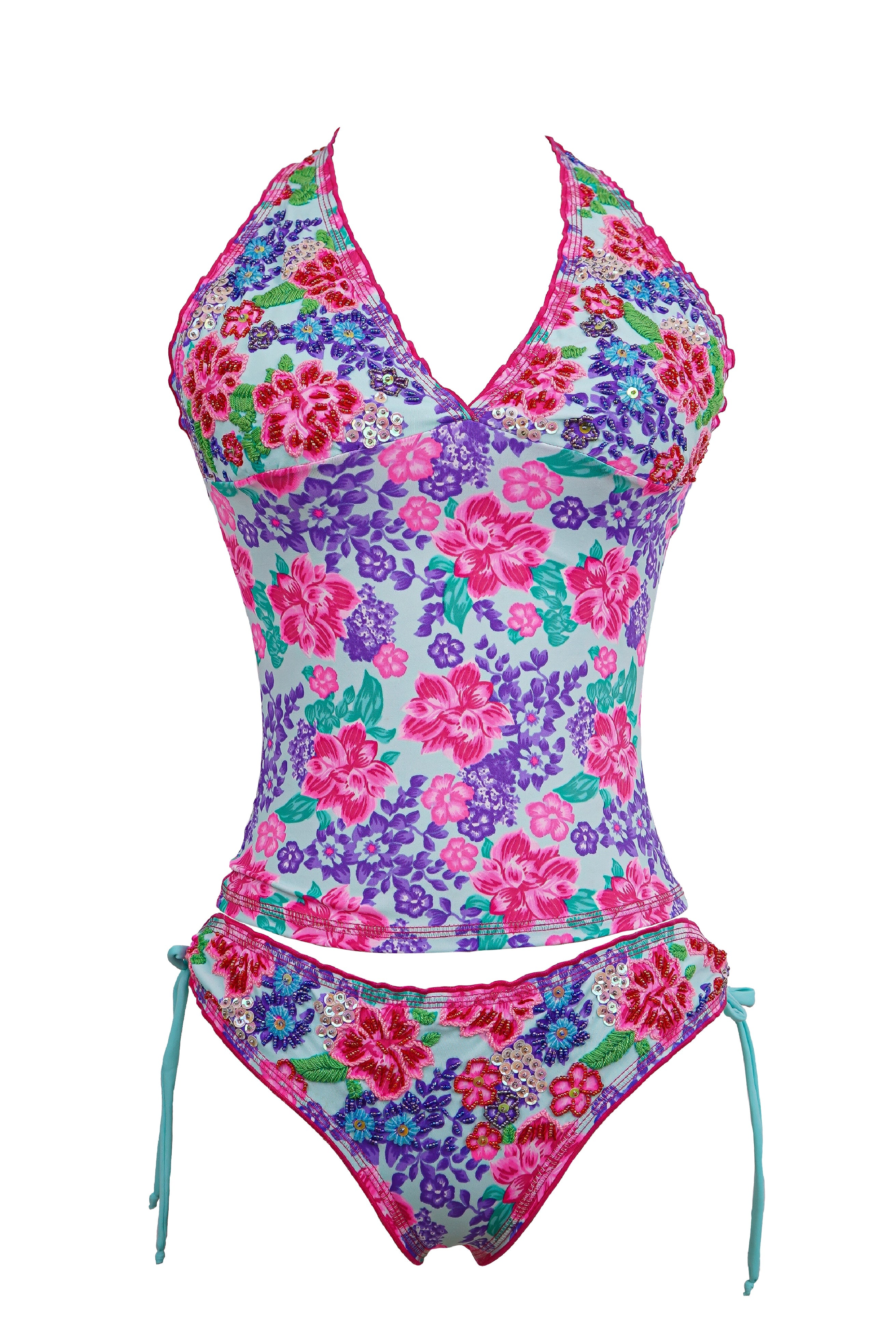 BLUSA AMBER ROSADO CON FLORES BORDADAS - FRONTAL
