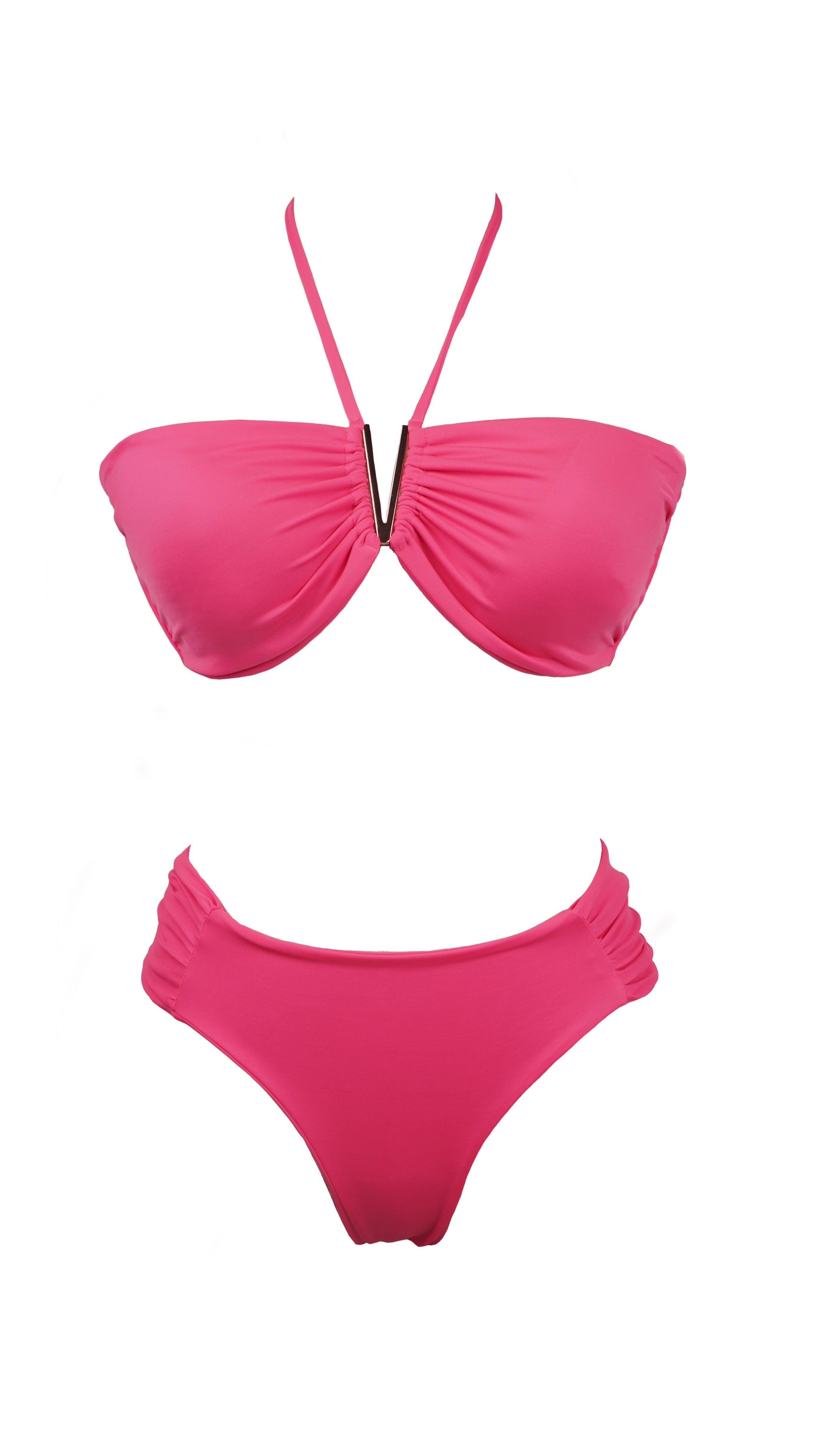 STRAPLE DOS PIEZAS LAUREN ROSADO - FRONTAL